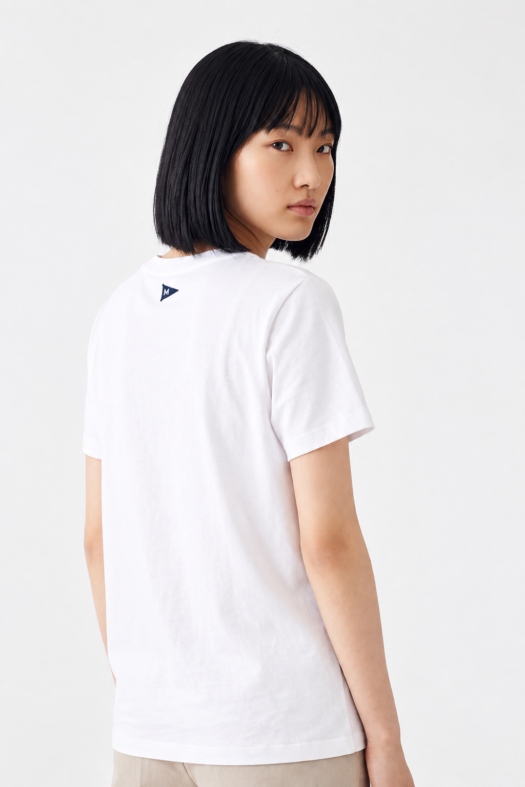 Sailor Buoy tee shirt showing embroidered logo on back 